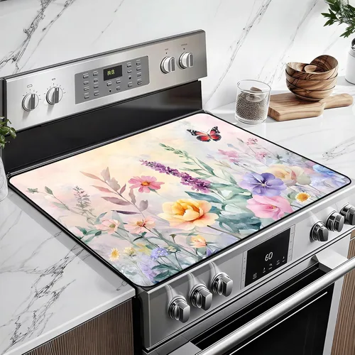 Vista 18 de Cubierta de estufa de vidrio resistente al calor con revestimiento de goma antideslizante – Protector de estufa eléctrica de 28.5x20.5 pulgadas