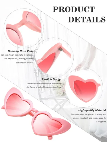 Vista 3 de Frienda 9 pares de lentes de sol en forma de corazón para mujer para despedida de soltera regalos de despedida de soltera