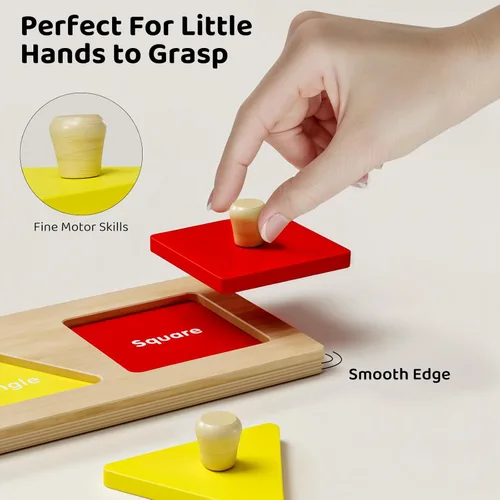 Vista 4 de Primer Rompecabezas de Formas de Madera con Perillas Jumbo para Niños Pequeños de 1-3, Juguetes de Rompecabezas Montessori para Niños de 1-2 Años