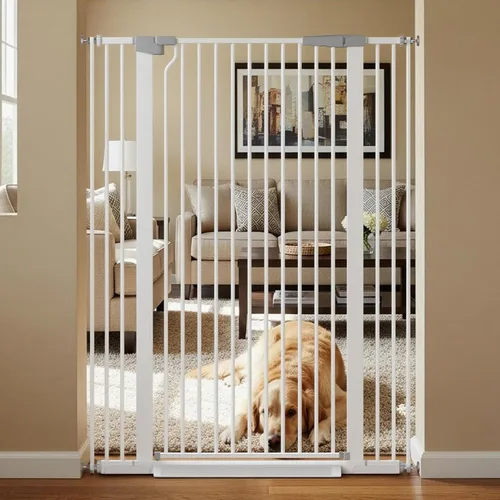 Vista 13 de Puerta para gatos extra alta de 51.18 pulgadas, puerta ajustable para mascotas para puertas y escaleras de 29.5 a 40.5 pulgadas de ancho, puerta