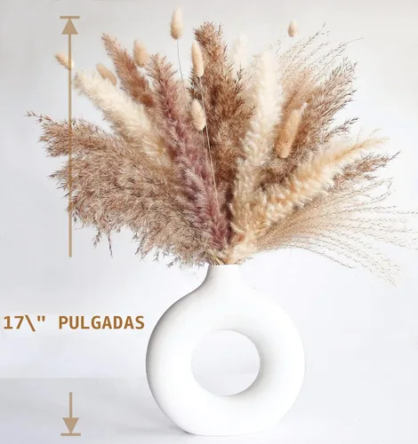 Vista 4 de Decoración de hierba de pampa seca natural, 110 piezas de hierba de pampa que contiene colas de conejo blancas flores secas, flores artificiales