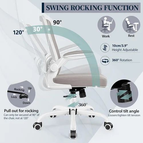 Vista 7 de FelixKing Silla de oficina, silla de escritorio ergonómica con altura ajustable y soporte lumbar, sillas giratorias, silla de computadora