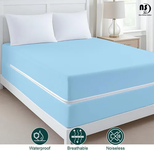 Vista 2 de Funda de Colchón con Cremallera Tamaño Twin, Protector de Colchón de Poliéster 100% Impermeable, Funda de Colchón con Cremallera Premium