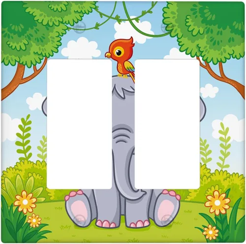 Vista 30 de Placa de interruptor de luz de elefante indio de 1 banda, placa de pared basculante individual, placa decorativa eléctrica GFCI para decoración