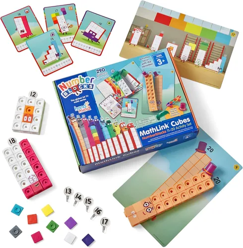 hand2mind MathLink Cubes Numberblocks Conjunto de Actividades 11-20, 30 Actividades de Aprendizaje Preescolar, Bloques de Conteo, Cubos de Enlace,