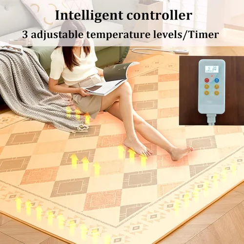 Vista 4 de Electric Heated Area Rug, Radiant Floor Heating Graphene Electric Heated Floor Mats with Adjustable Temperature & 12 Hour Timer, for Home Bedroom