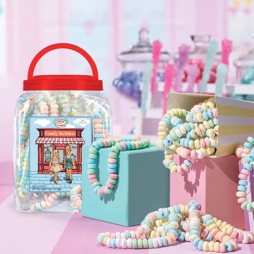 Vista 7 de 36 collares de dulces envueltos individualmente, estilo gargantilla, joyas nostálgicas de caramelo pastel perfectas para recuerdos de fiesta