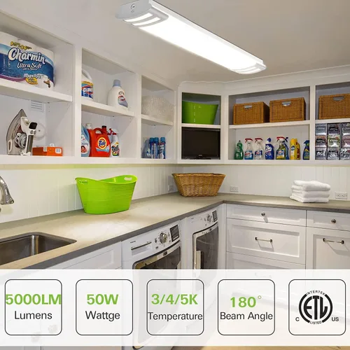 Vista 4 de Paquete de 4 luces LED de 4 pies y 3 CCT de montaje empotrado de 50 W, 5000 lm, 3000 K/4000 K/5000 K seleccionables, luces de techo de cocina de 4