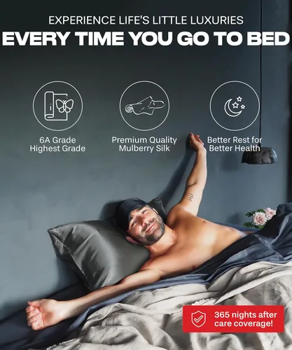 Vista 4 de Colorado Home Co SUNDAYSILKS Sábanas de seda de morera Juego de 4 piezas Queen Ropa de cama natural Suave y duradera Seda real orgánica