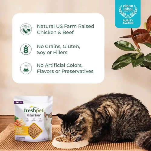 Vista 5 de Fresh Pet Select - Comidas refrigeradas asadas para gatos Receta de pollo con zanahorias y espinacas, 1 libra