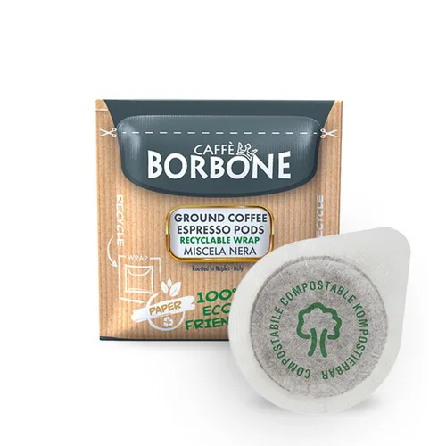 Caffè Borbone Cápsulas de papel espresso, mezcla negra, intensa y robusta, cápsulas ESE de tostado medio, auténtico espresso italiano, 50 unidades