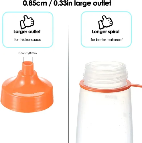 Vista 2 de Botella de boca ancha para condimentos, 1 paquete de 6.1 fl oz botellas vacías reutilizables para miel, masa, catsup, cebolla, resina, hornear