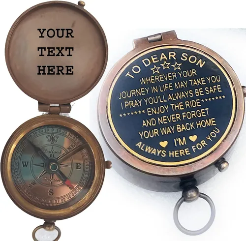Regalo personalizado para hijo, brújula grabada, tu propio texto personalizado, regalos de bautismo, regalos de comunión, regalos de cumpleaños,