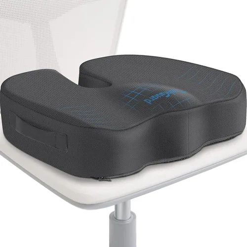 Vista 13 de TushGuard - Cojín de asiento para silla de oficina de espuma viscoelástica antideslizante, cojín de escritorio para la espalda, coxis, ciática