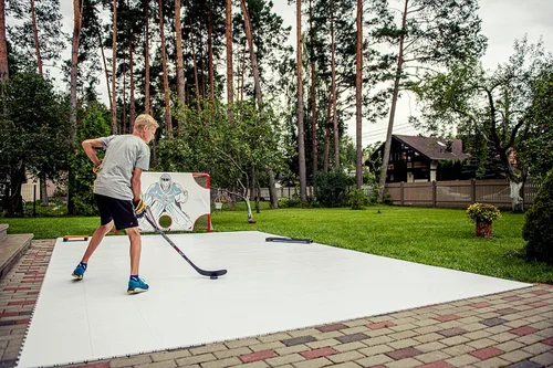 Vista 8 de Hockey Revolution My Puzzle Durable Flooring Tiles - Slick Interlocking Training Surface for Stickhandling, Shooting, Passing - Build Your Own