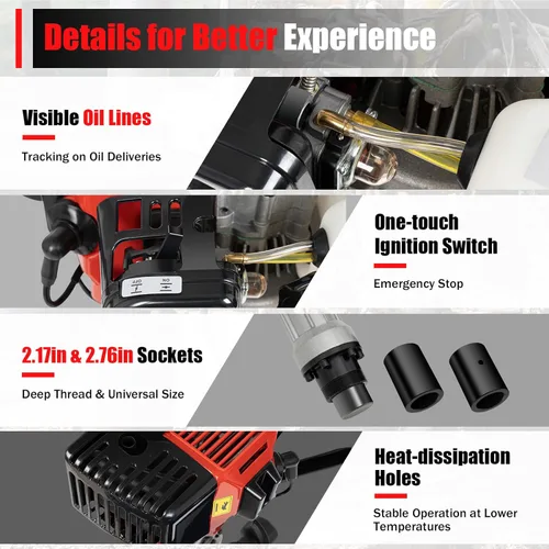 Vista 6 de 2 Stroke T Post Driver 32.6CC Gas Powered Fence Farm Push Pile Digger,Máquina portátil de piledriver de gasolina Piledriver