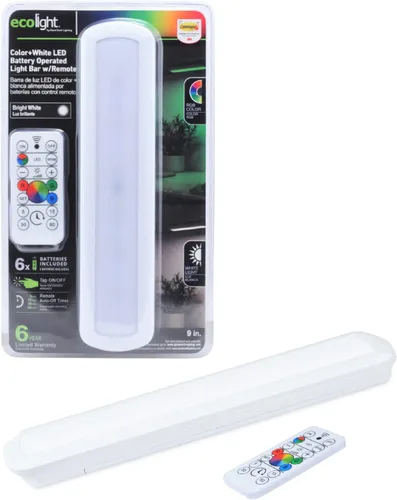 Vista 2 de Ecolight - Barra de luz LED que funciona con pilas, color blanco, RGB que cambia de color o blanco de 4000 K, tocar/apagar, temporizador de apagado