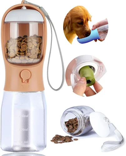 Vista 9 de Botella de agua para perros con contenedor de alimentos, dispensador de agua portátil para perros para mascotas para caminar al aire libre