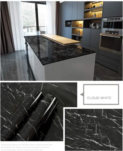 Vista 3 de Q QIHANG Papel tapiz autoadhesivo grueso e impermeable de granito, película extraíble de granito, papel de contacto de cocina para encimeras, Color-1