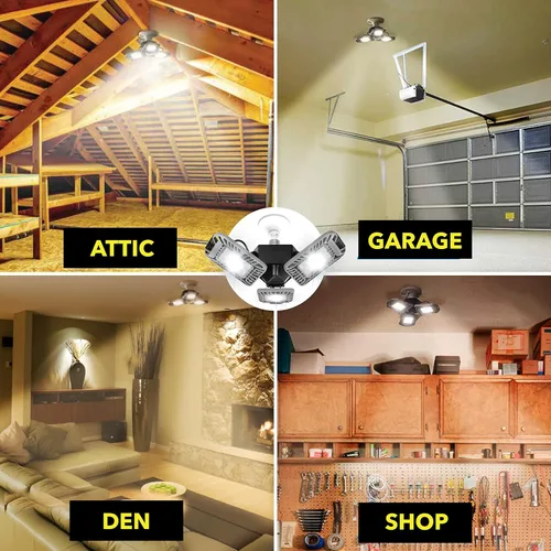 Vista 8 de Bell+Howell Triburst - Luz LED de garaje seleccionada, 5500 lúmenes, 3000 K, 4500 K, 5500 K, luces LED de techo para garaje, luces LED brillantes