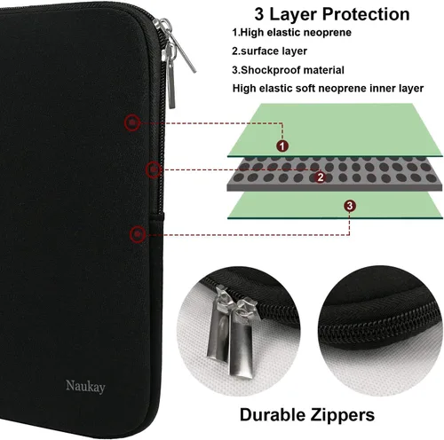 Vista 3 de Naukay Funda para Laptop, Funda de Neopreno Resistente de 13-13.3 Pulgadas para Laptop/Computadora Portátil/Funda de Bolsillo para Computadora