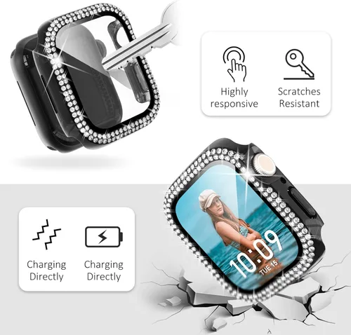 Vista 4 de FULLIFE Paquete de 6 fundas para Apple Watch Ultra 2 de 4945444241401.496 in Series 9 8 7 6 5 4 3 2 1 SE cristal con protector de pantalla y marco