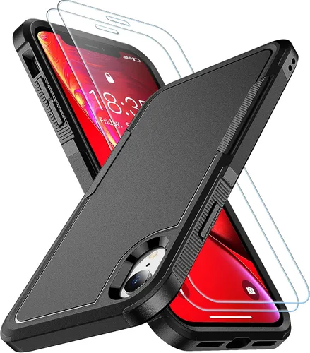 SPIDERCASE Funda para iPhone XR, [Protección contra Caídas de Grado Militar de 10 Pies] [Antideslizante] [2 Protectores de Pantalla de Vidrio