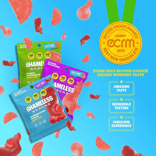 Vista 4 de Shameless Snacks - Gomitas keto bajas en carbohidratos sin gluten - Sandía, bomba de cereza, ballenas Wunderlicious