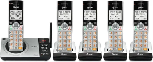 Vista 23 de Teléfono inalámbrico expandible DECT 6.0 con sistema de respuesta y bloqueador inteligente de llamadas de AT&T CL82207, Plateado/Negro