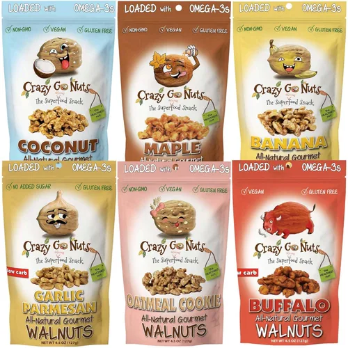 Vista 19 de Crazy Go Nuts - Galletas de avena con nueces glaseadas, aperitivos saludables, veganas, sin gluten, superalimentos, natural, sin OMG, ALA, ácidos