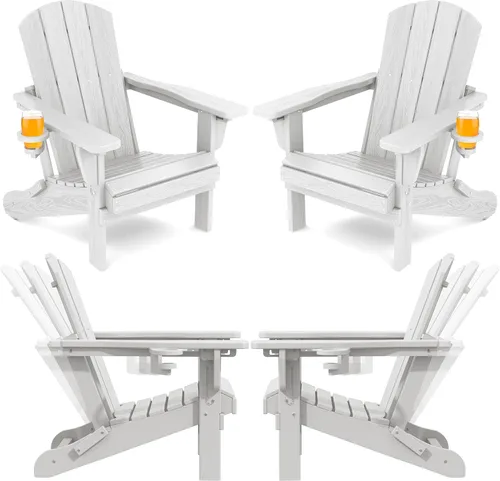 Vista 12 de SERWALL Silla Adirondack plegable ajustable, silla Adirondack reclinable con portavasos, Aruba