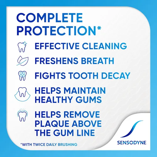 Vista 15 de Sensodyne Complete Protection - Pasta de dientes sensibles para gingivitis, tratamiento de dientes sensibles, extra fresca, 3.4 onzas (paquete de 2)