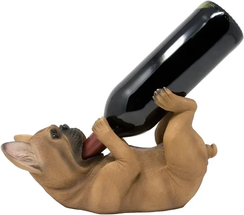Soporte para botella de vino de perro Bulldog francés con soporte decorativo para decoración de mostrador de cocina canina o decoración de bar del
