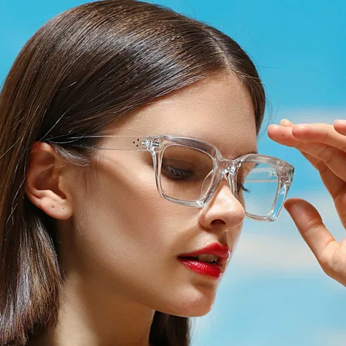 Vista 3 de Pro Acme Gafas de lente transparente vintage para mujer, marco cuadrado clásico sin receta, lentes de moda para mujer