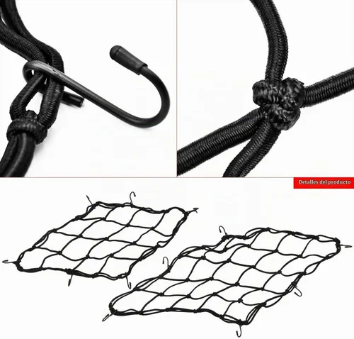 Vista 7 de 3 paquetes de red para motocicleta - 2 paquetes de red de equipaje elástica resistente de 40 cm + red para casco de 23.6 pulgadas / 60 cm