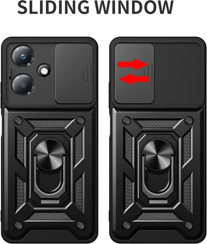 Vista 4 de Funda compatible con Honor X7, lente deslizante a prueba de golpes, compatible con Honor Play 30 Plus, funda con anillo y soporte 2 en 1 HEI