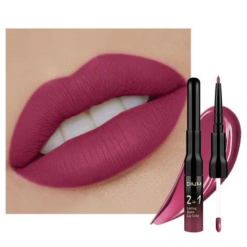 Vista 33 de 2 Piezas Delineador de Labios Líquido Mate Marrón y Rojo Pardusco Tinte que se Despega con Pinzas, Lápiz Labial Mate Impermeable de Larga Duración