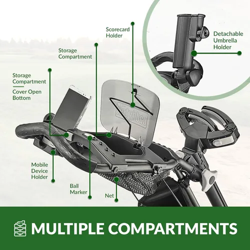 Vista 3 de CaddyTek - Carrito de 3 ruedas de golf para empujar, plegable, ligero, con freno de pie, fácil de abrir y cerrar