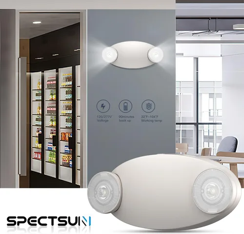 Vista 2 de 1 paquete de luces LED de emergencia con respaldo de batería, ajustable, 2 luces LED de emergencia para cabeza de ojo de insectos, con certificación