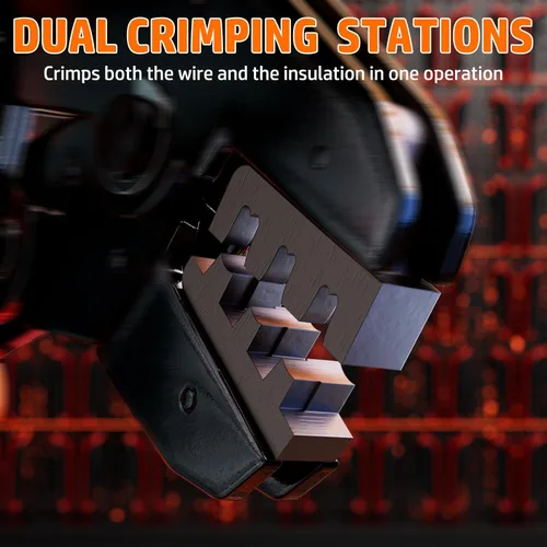 Vista 9 de PEBA Kit de herramientas de prensado de barril abierto, 10 tamaños de empalme rápido macho y hembra de conectores de pala de alambre con crimpador