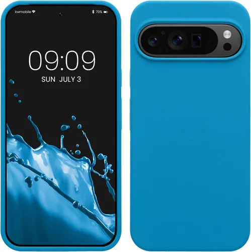 Vista 216 de kwmobile Funda Compatible con Google Pixel 6 Pro - Funda de Teléfono de Silicona TPU con Acabado Suave - Azul Caribe