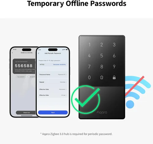 Vista 5 de Aqara Cerradura inteligente U50, cerradura de puerta de entrada sin llave con llave Apple Home, bloqueo de cerrojo Bluetooth, control remoto