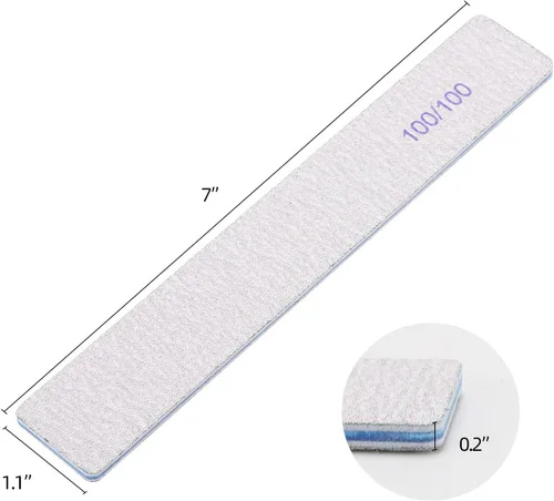 Vista 2 de 25 Piezas Limas de Uñas Rectangulares Grano 100/100, Pulidores de Uñas Reutilizables de Doble Cara Lijas de Esmeril Limas de Uñas para Uñas