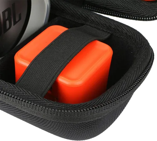 Vista 3 de Funda dura Khanka EVA para viaje, almacenamiento para parlante Bluetooth inalámbrico portable, a prueba de agua para JBL Charge 3. Con espacio Negro
