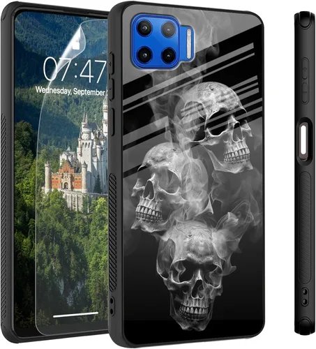 Vista 52 de Funda para Motorola Moto Edge 2022, cubierta trasera de vidrio templado con protector de pantalla, funda protectora a prueba de golpes para Motorola