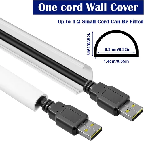 Vista 2 de Ocultador de cable de silicona de 39 pulgadas para montaje en pared de TV, cable de silicona autoadhesivo para 1 cable de apertura lateral