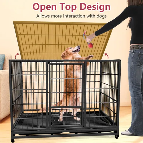 Vista 3 de Jaula para perros resistente, perrera indestructible para interiores para perros grandes, jaula para perros de alta ansiedad, perrera grande