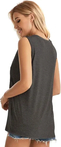 Vista 3 de Camiseta sin mangas para mujer, remeras de verano sin mangas, informales y holgadas, tipo túnica.