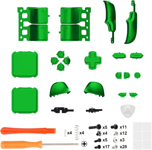 Vista 2 de eXtremeRate Juego completo de botones de repuesto verde cromado para Steam Deck, parachoques ABXY D-pad Trackpad personalizados botones de disparo