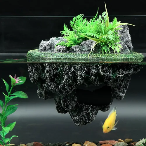 Vista 4 de AQUA KT Plataforma flotante de tortuga de tortuga para acuario, estanque, terario, decoración de hábitat